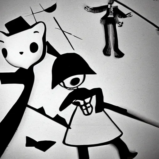 Image similar to A film noir in the style of Dr Caligari featuring the Sylvanian family