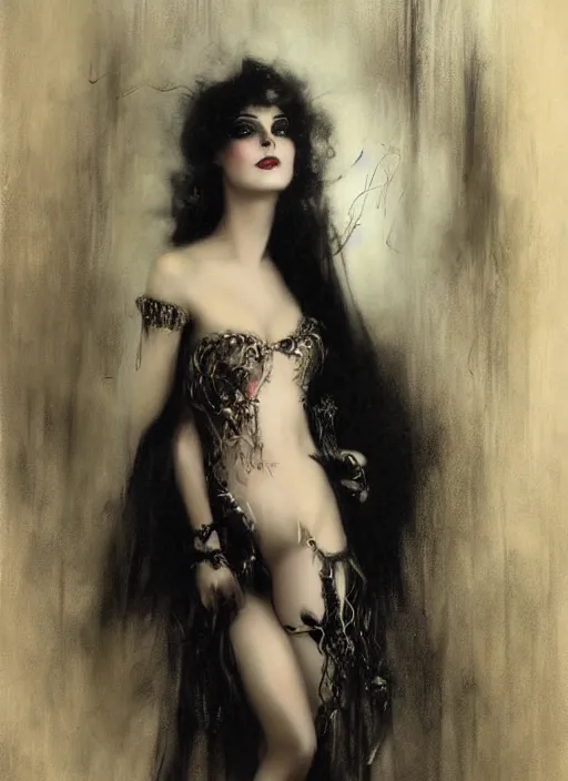 Image similar to gothic princess portrait. by casey baugh, by william - adolphe bouguerea, by rolf armstrong, highly detailded