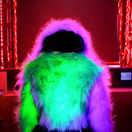 Image similar to love, diverse fluffy cybersuits, from behind, connection rituals, wide wide angle, vivid, elaborate, highly detailed, beautiful lighting