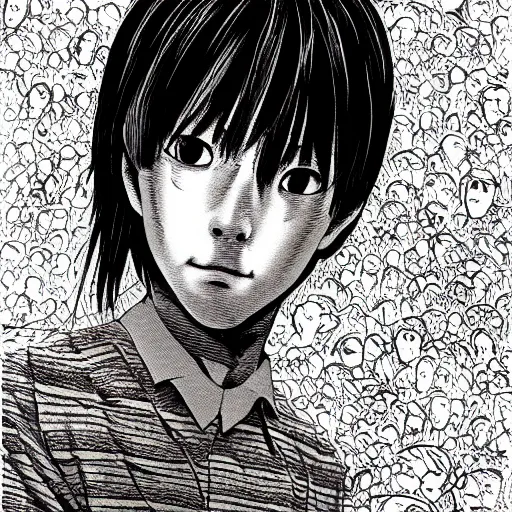 Prompt: a portrait of a 2 4 years old man made by junji ito, detailed