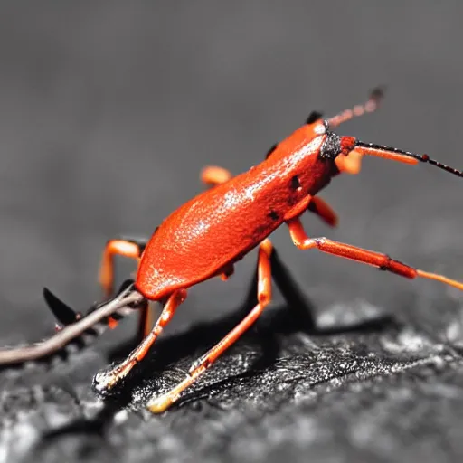 Image similar to giraffe weevil, madagascar, insect, red elytra, macro photography, high quality, 8 k