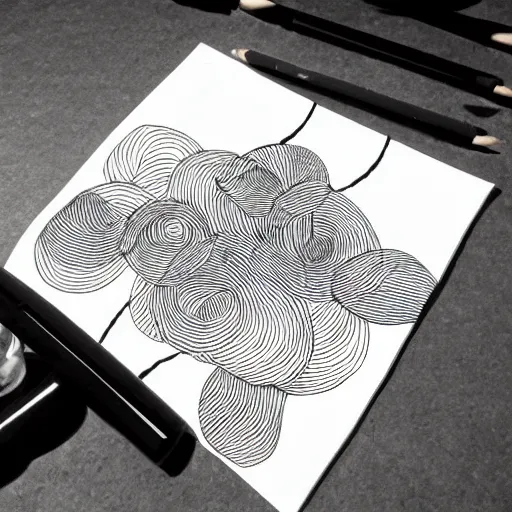 Prompt: a pen and ink generative line - art drawing