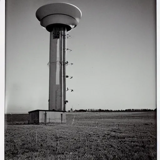 Prompt: Abandoned Cold War radar installation, polaroid