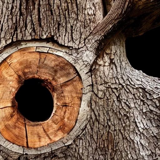 Image similar to trapped in a tree trunk,