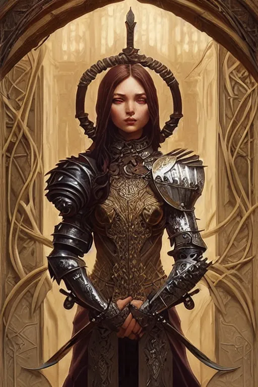 Image similar to Muscular and powerful medieval knight portrait, art nouveau, fantasy, intricate flower designs, elegant, highly detailed, sharp focus, art by Artgerm and Greg Rutkowski