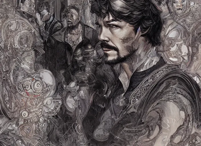 Image similar to a highly detailed intricate portrait of stephen strange, james gurney, james jean