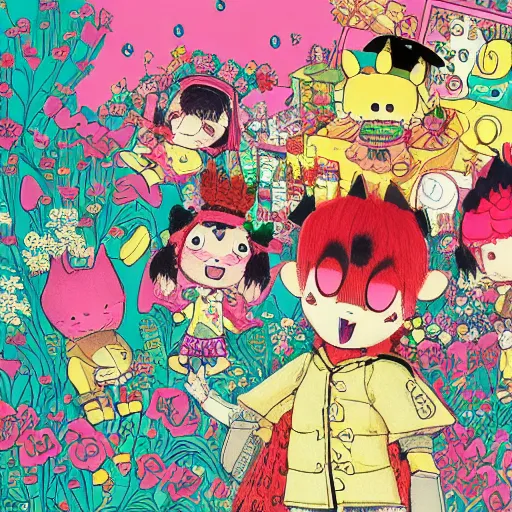 Prompt: an intricate akihiko yoshida illustration of pinkfong