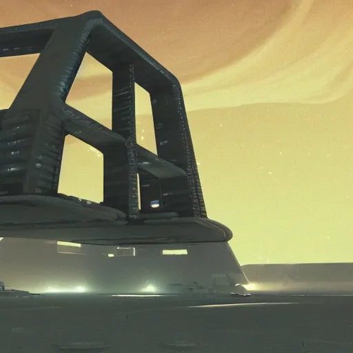 Prompt: Sci-Fi industrial futuristic Brutalism huge carrier vehicle desert