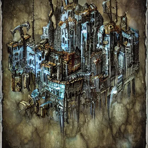 Image similar to planescape art style city on ring