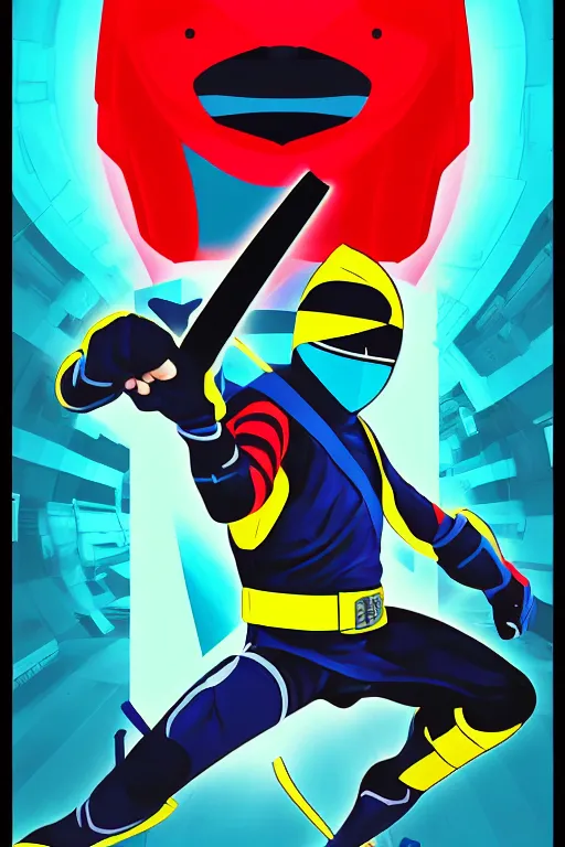 Image similar to ninja ranger mission on silent. pop art, no duplicate image, glowing lights, ultra details, digital painting, artstation, concept art, smooth, sharp focus, illustration, intecrate details, art by richard hamilton and mimmo rottela, pixels art by paul robertson