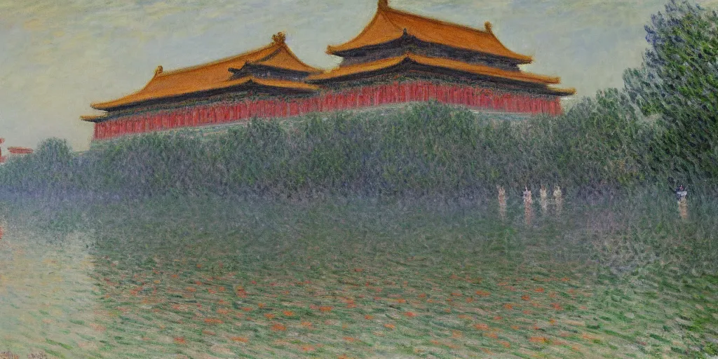 Image similar to a oil painting of the forbidden city by Oscar-Claude Monet