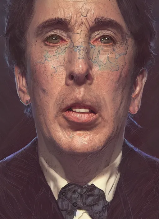 Image similar to Portrait Alan Partridge, marvel comics, dark, intricate, highly detailed, smooth, artstation, digital illustration by Ruan Jia and Mandy Jurgens and Artgerm and Wayne Barlowe and Greg Rutkowski and Frank Frazetta