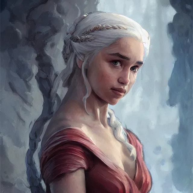 Image similar to Daenerys Targaryen as a firebender, portrait, elegant, intricate, digital painting, artstation, concept art, smooth, sharp focus, illustration, art by konstantin korovin and Daniel F. Gerhartz and john howe