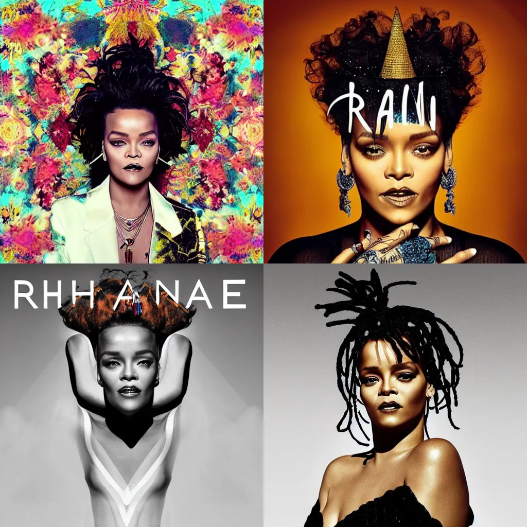 Prompt: the album cover of Rhianna's next album. Unique! beautiful, Aesthetic!!