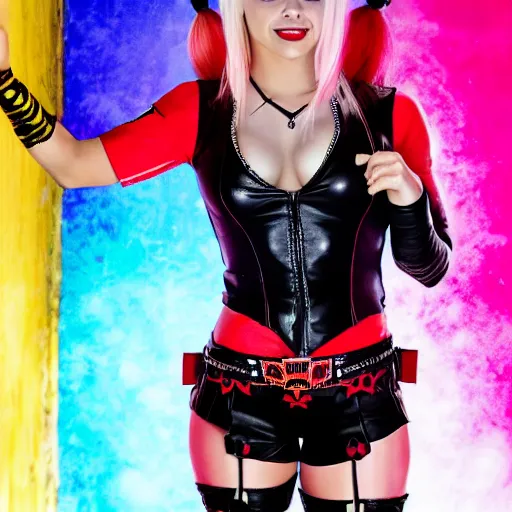 Image similar to alexa bliss as harley quinn, 4k, high detail, high-resolution photograph