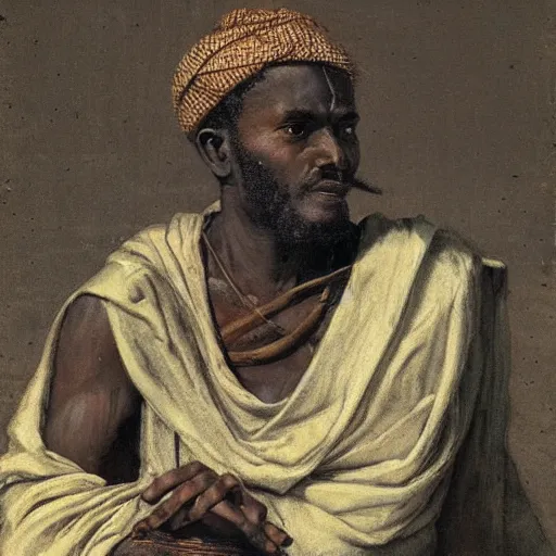 Image similar to east african man, in ancient rome, philosophical, contemplative, by giovanni battista