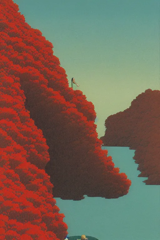 Image similar to by kawase hasui, moebius, Edward Hopper and James Gilleard, Zdzislaw Beksinski, Steven Outram, 8k, artstation