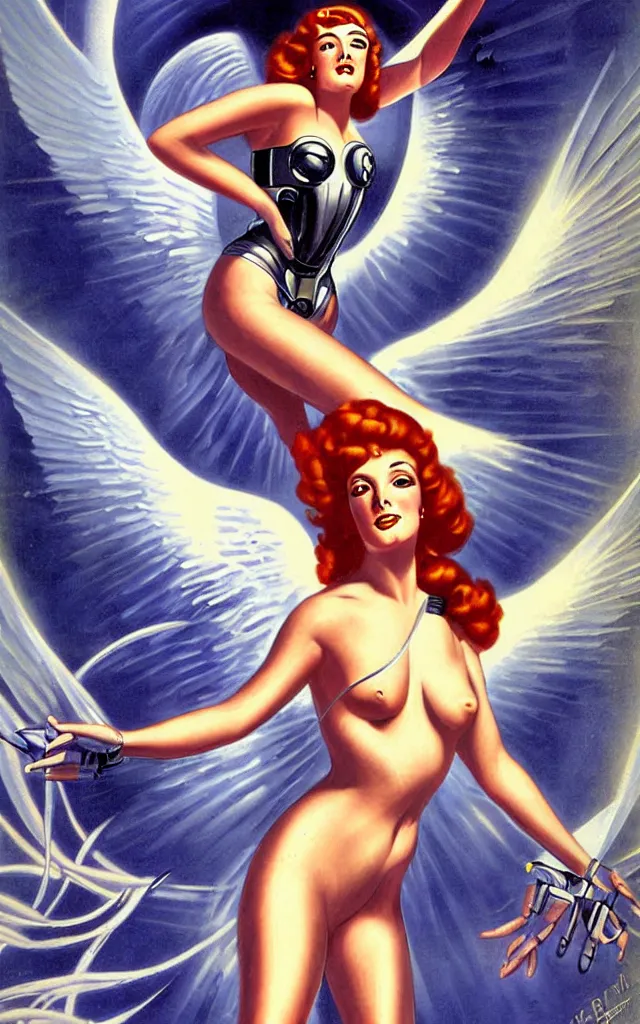 Prompt: futurist cybernetic angel, future perfect, award winning digital art by enoch bolles