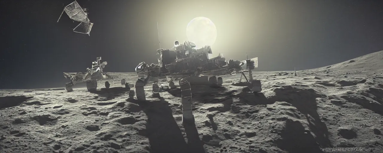 Image similar to astronaut driving a moon rover on the surface of the moon, 8 k uhd, unreal engine, octane render in the artstyle of finnian macmanus, john park and greg rutkowski