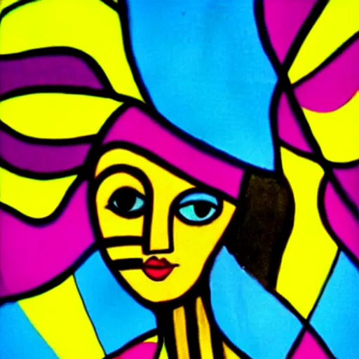 Image similar to paint girl in dress in the wind, style of romero britto