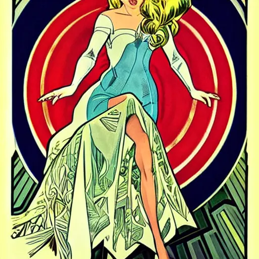 Prompt: elsa. well composed, clean elegant painting, beautiful detailed face. comic book art by steve ditko and jack kirby and ( alphonse mucha )