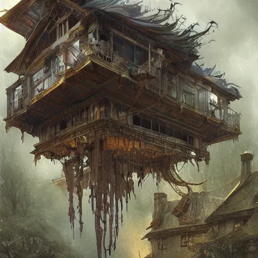 Image similar to person made of windows and doors and a roof, complete house with Central nervous,background fine lines by ellen jewett, tomasz alen kopera and Justin Gerard