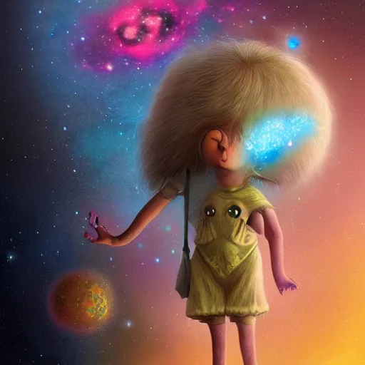 Prompt: Fractal cosmic cute nebula girl by Mattias Adolfsson, Ted Nasmith, octane render trending on Artstation