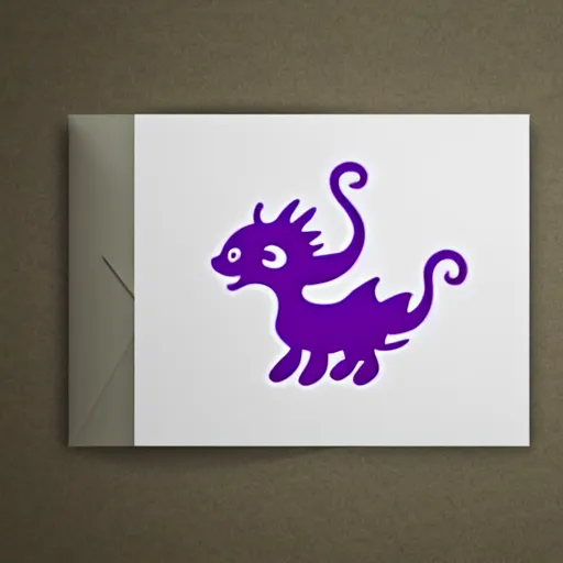 Image similar to very cute small purple dragon with well-designed head and four legs, 2d minimalism, minimum of color