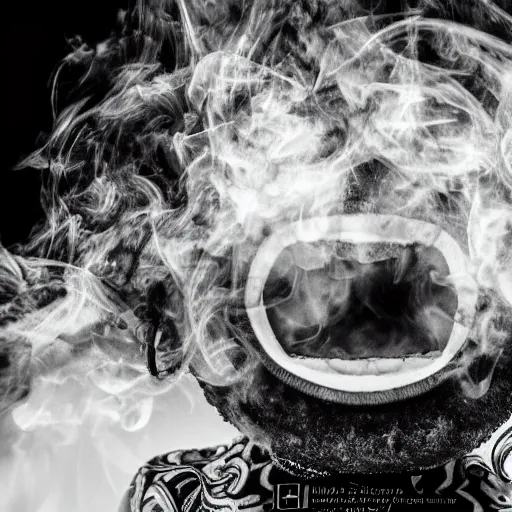 Image similar to smoke eyes, macro, wide angle, elaborate, smoke, highly detailed, beautiful lighting