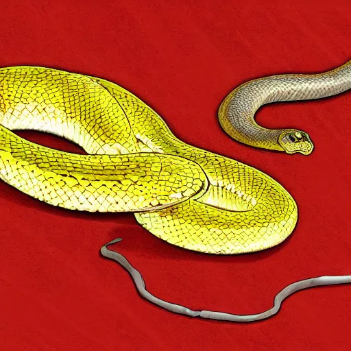 Image similar to yellow snake with red eyes detailed cinematic d & d digital artwork