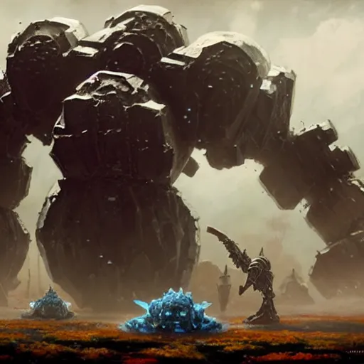 Image similar to topaz golem still frame from warhammer movie, legendary crystal construct by esher, crystal golem destroying army by jakub rozalski