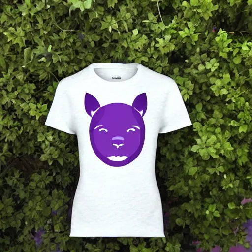 Prompt: a lilac coloured t-shirt with a cartoony face, product design