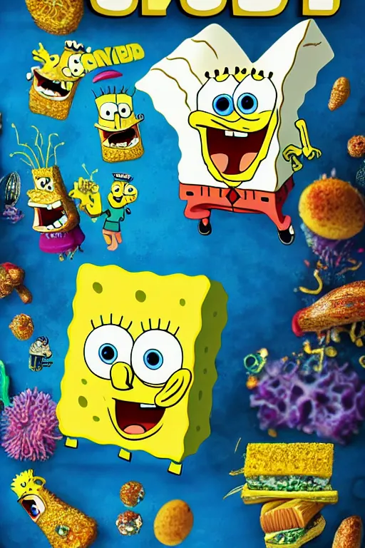 Prompt: spongebob on the cover of a food magazine, 8 k, hdr, detailed, 4 k, 1 6 k