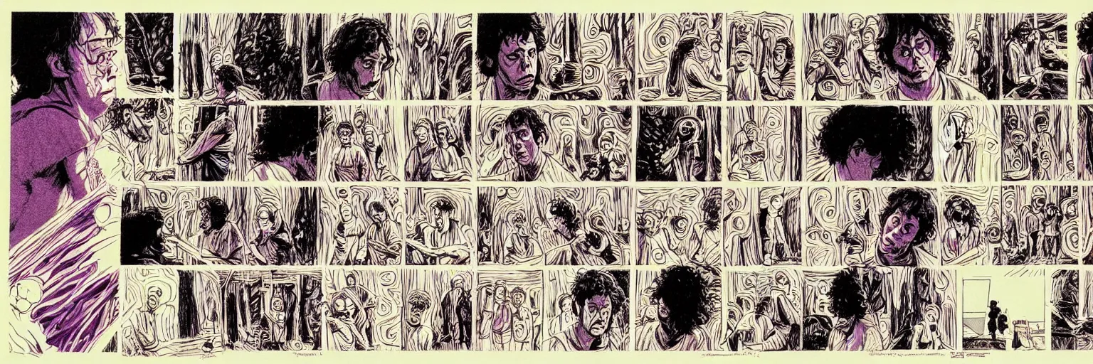 Image similar to character study of todd solondz tripping on mushrooms and becoming god | vivid colors : storyboard, dramatic and emotional, concept design, realistic. by gabriel hardman, joe alves, j. todd anderson, chris bonura. cinematic atmosphere, detailed and intricate, perfect anatomy