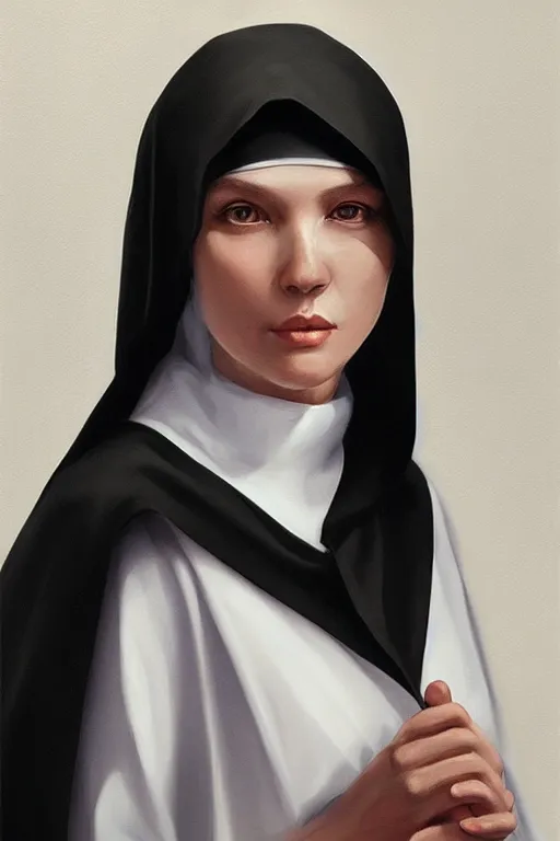 Image similar to Nun portrait, by artgerm, WLOP