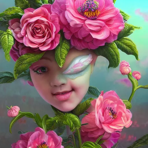 Image similar to lush flowers highly detailed, ultra realistic digital painting, rococo, artstation, concept art, pop, smooth, sharp focus, illustration, art by mark ryden and lisa frank 3 d 8 k ultra detailed