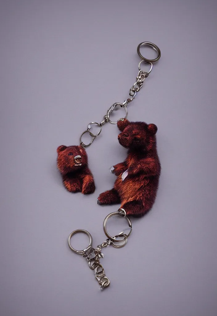 Prompt: a cute deep colour crystal bear keychain by greg rutkowski, sung choi, mitchell mohrhauser, maciej kuciara, johnson ting, maxim verehin, peter konig, 8 k photorealistic, cinematic lighting, hd, high details, dramatic, atmosphereric, trending on artstation