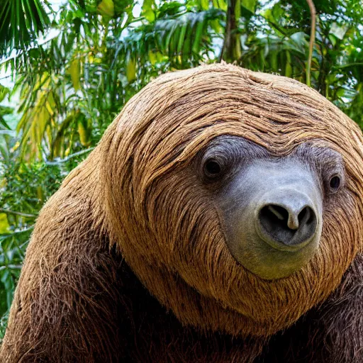 Prompt: close up of a giant ground sloth in colombia