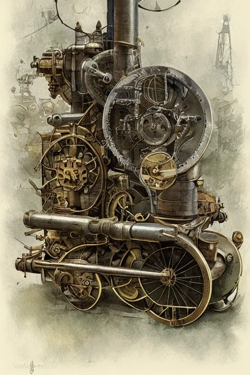 Image similar to steam engine, product illustration, by jean - baptiste monge