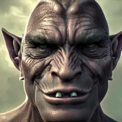 Image similar to photorealistic portrait of an orc, extremely detailed facial structure and eyes