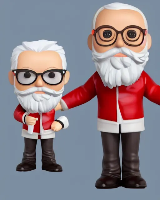 Image similar to full body 3 d render of col sanders as a funko pop!, four, studio lighting, white background, single body, no shadow, blender, trending on artstation, 8 k, highly detailed