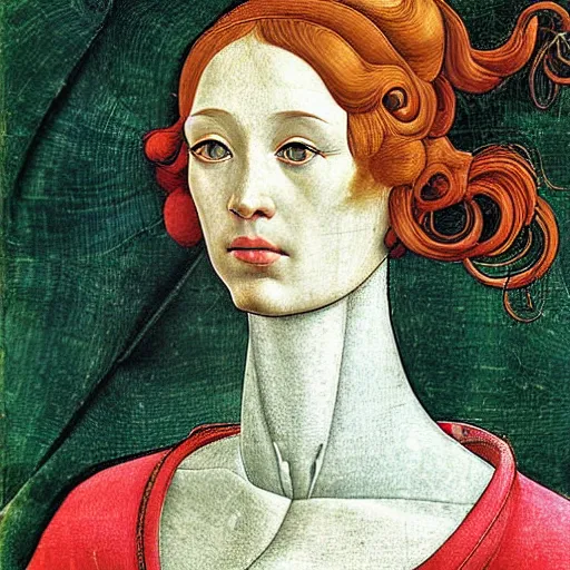 Image similar to a portrait of a female android by sandro botticelli