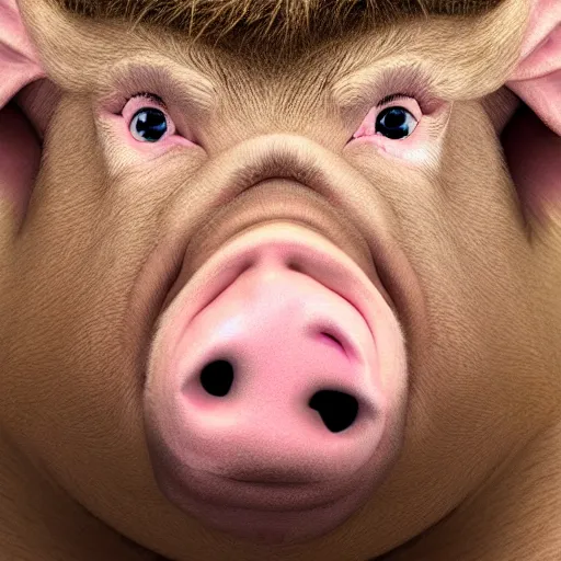 Image similar to if donald trump was a pig, ultra detailed, hyper realistic, studio lighting, 8 k, 5 0 mm lens, cinematic