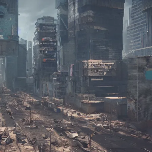 Image similar to a post apocalyptic cyberpunk city, populated only by clones of joe biden, octane render, 8 k