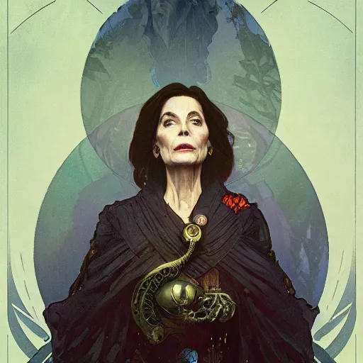 Image similar to A portrait of Nancy Patricia Pelosi by greg rutkowski and alphonse mucha,In style of digital art illustration.Dark Fantasy.darksouls.hyper detailed,smooth, sharp focus,trending on artstation,4k