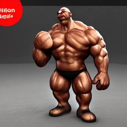 Image similar to minion as a bodybuilder, unreal engine 5, artstation