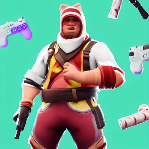 Prompt: a slice of bacon as a fortnite character