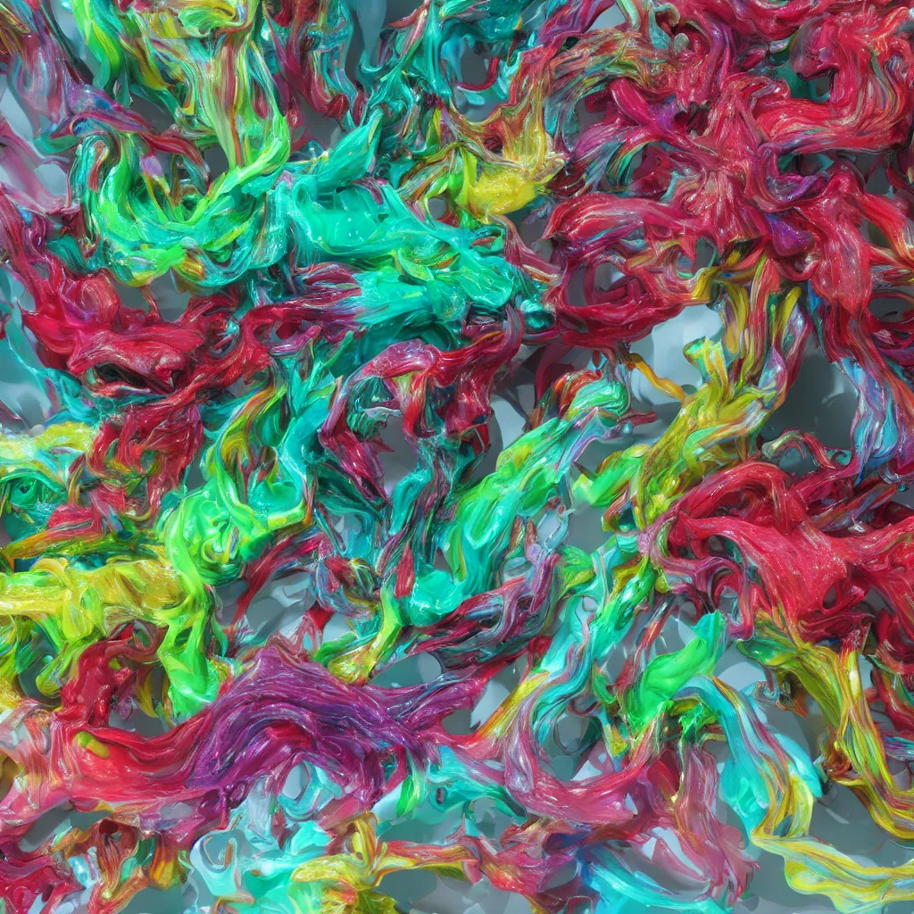 Image similar to painful pleasures by lynda benglis, octane render, colorful, 4 k, 8 k