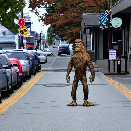 Image similar to bigfoot walking down the street in downtown Bremerton Washington