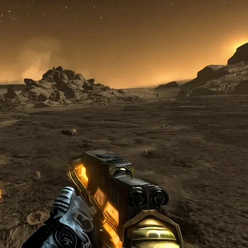 Image similar to Fallout New Vegas in outer space, in-game screenshot